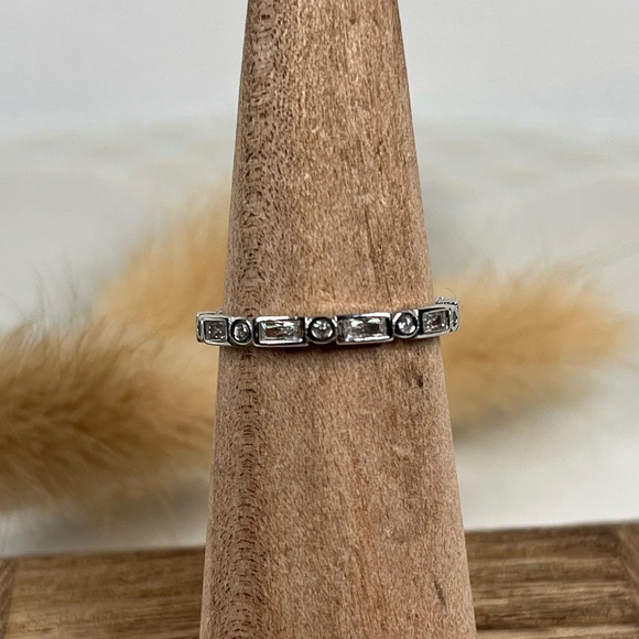 925 Sterling Silver Rhodium Plated CZ Stacker Eternity Ring Size 5.75 - Picture 2 of 8